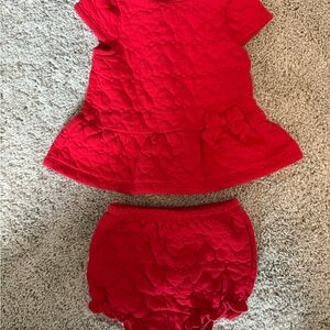 Janie and Jack Red Quilted Diaper Cover Set